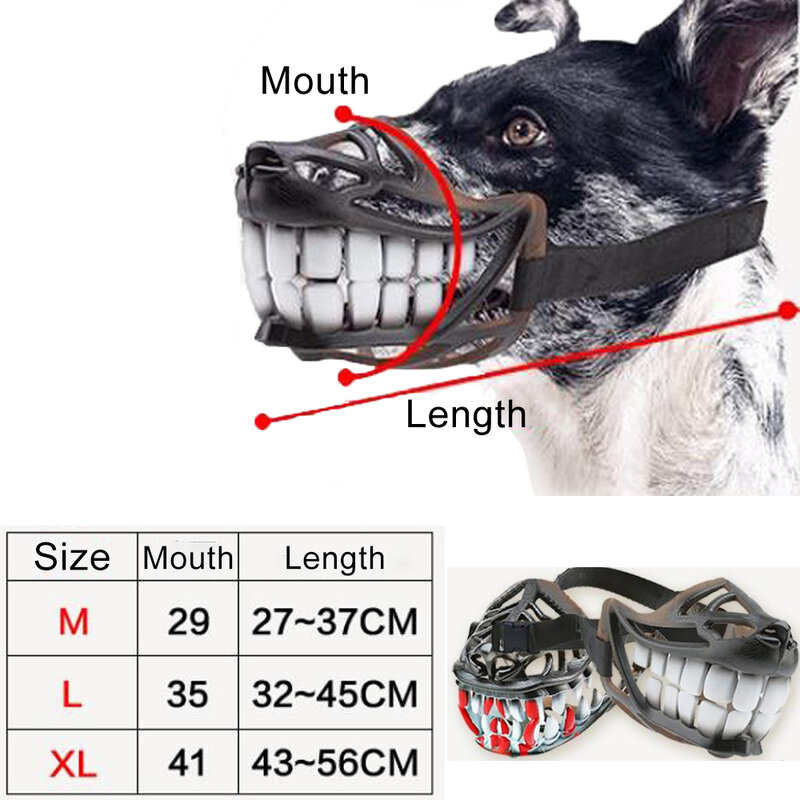 Divertido perro bozal ajustable perros de compañía boca cubierta transpirable Anti ladrar morder masticar seguridad medio perros grandes boca guardia