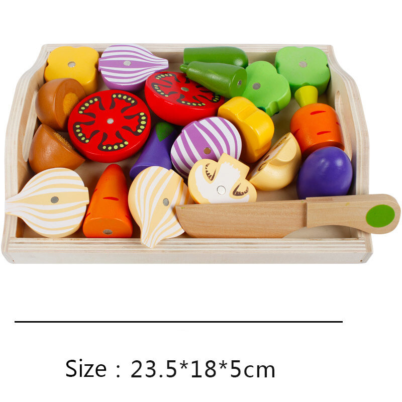 Имитация кухонной игрушки, Деревянная Классическая игра Монтессори, обучающая игрушка для детей, подарок для детей, набор фруктов и овощей