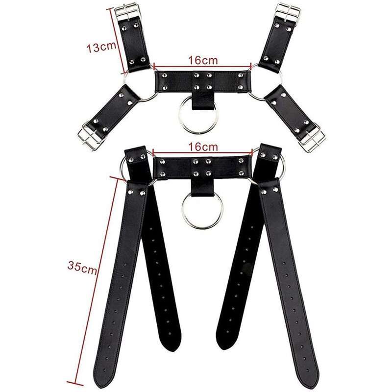 Men And Women Leather Body Chest Half Harness Belt Punk Adjustable PU Leather Belt  Gay Bar Pole Dance Perform Costumes