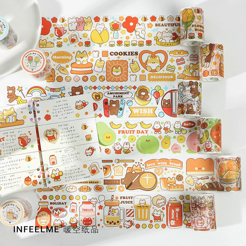 Cinta de papel japonés Washi, cinta adhesiva decorativa DIY, papelería, pegatina para álbum de recortes y decoración de teléfono
