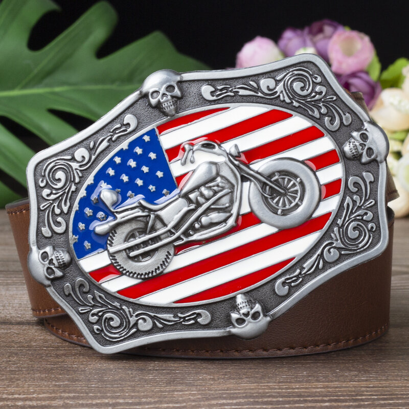 Lega della fibbia della cintura del motociclo della bandiera americana per gli accessori dell'abbigliamento delle donne di grande moda degli uomini