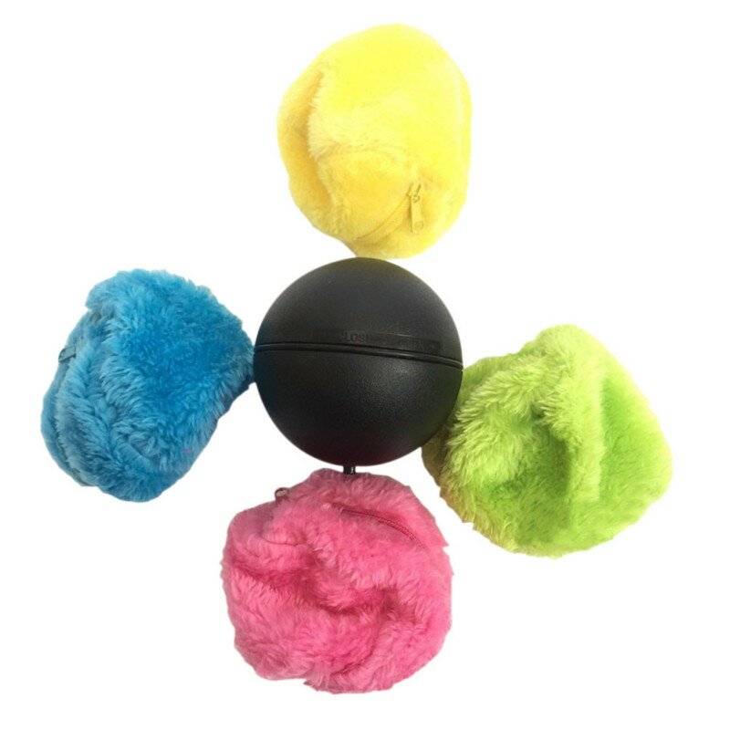 4 em 1 Magic Roller Ball Ativação Automática Ball Chew Plush Floor Clean Toys Electric Pet Plush Ball Toy