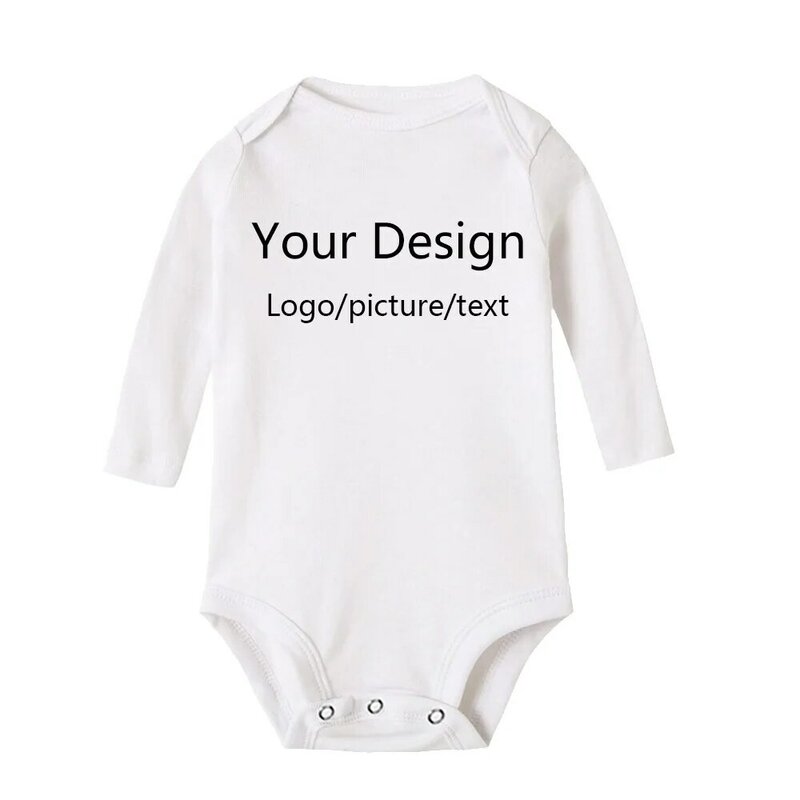 Bodysuit de Personalização do Recém-nascido, Macacão Manga Longa e Manga Curta, DIY Seu Próprio Logotipo, Texto Personalizado Simples, Romper Do Bebê