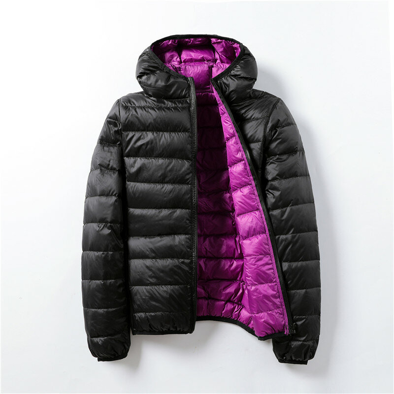 여성용 화이트 덕 다운 재킷, 휴대용 양면 후드 다운 코트, 초경량 겨울 코트, 웜 다운 파카, 2021 신상