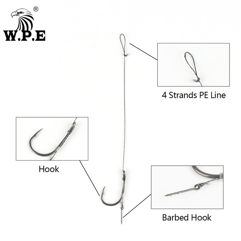 W.P.E 6pcs/pack Carp Fishing Ready Tied Chod Rigs 2#/4#/6# Metal Bait Spike Method Feeder Boilie Fishing Accessories Rig Tackle