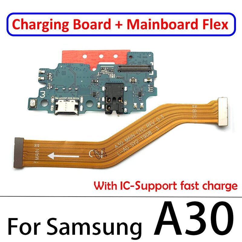 Porta De Carregamento USB Placa Conector + Placa Principal Flex Para Samsung A10 A20 A30 A40 A50 A70 A10S A20S A30S A50S A31 Porta De Carregamento