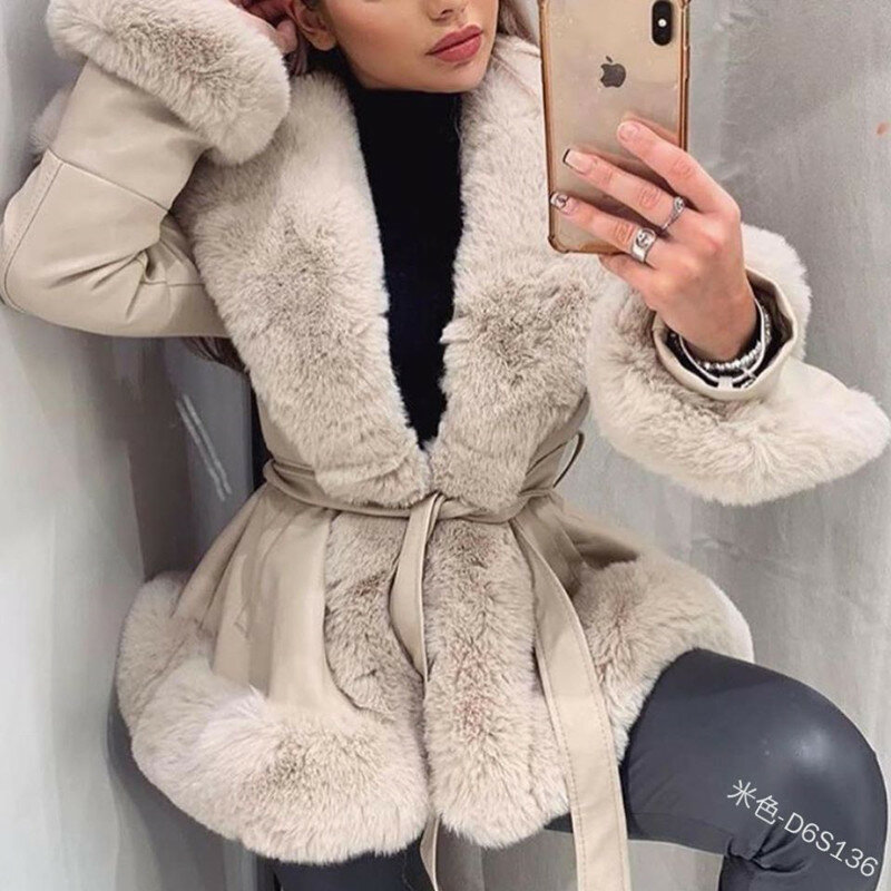Plus Size Jacke Frauen Kunst pelz Mantel ästhetische weibliche Kleidung elegante Streetwear Puffer Parka Winter pelzige Oberbekleidung