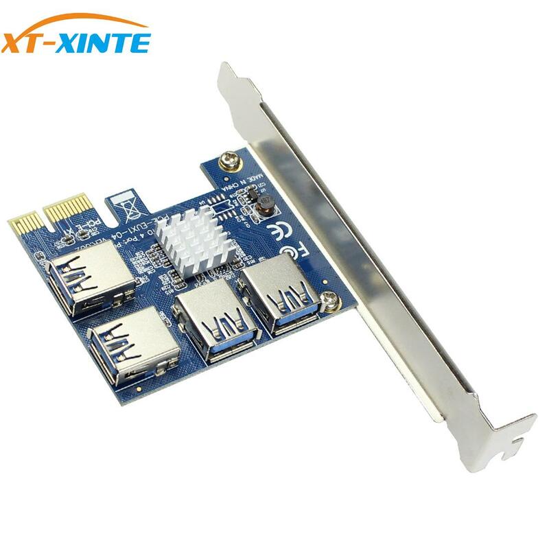 XT-XINTE PCI-E Riser Card USB PCIe Port Multiplier Card PCI Express PCIe 1 Sampai 4 PCI-E Adapter Card untuk BTC Miner Machine