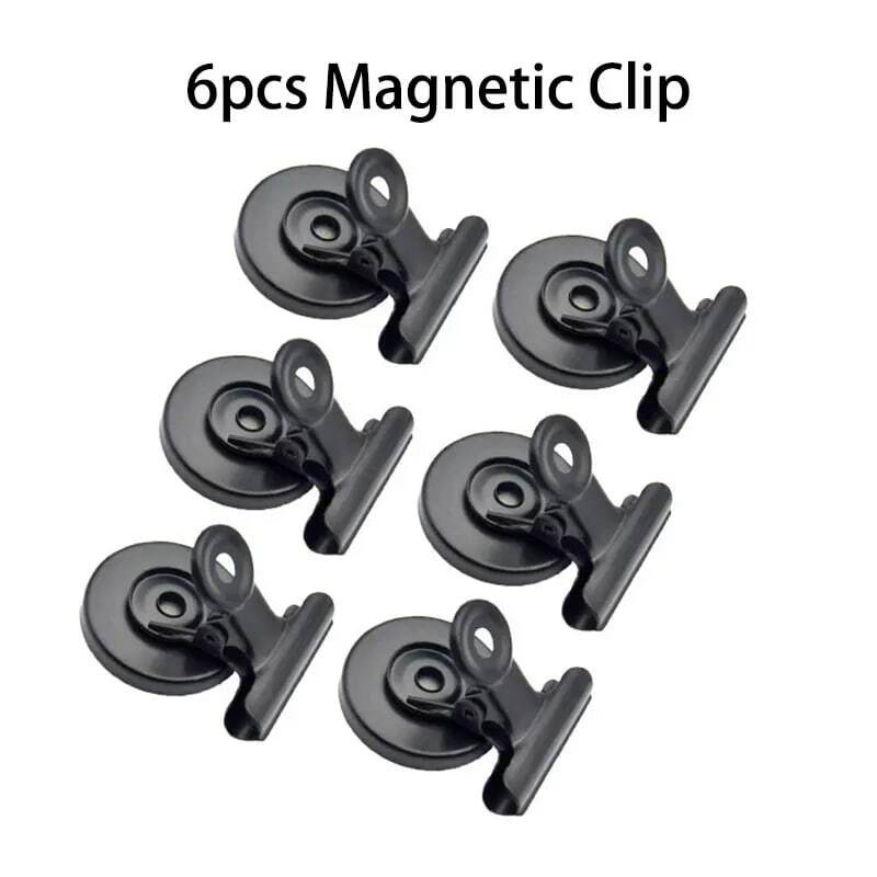 6pcs Black/Silver 30mm Metal Round Magnetic Clips for Fridge Magnets Wall Recipes Memo Note Message Holder Clamp Office Supplies
