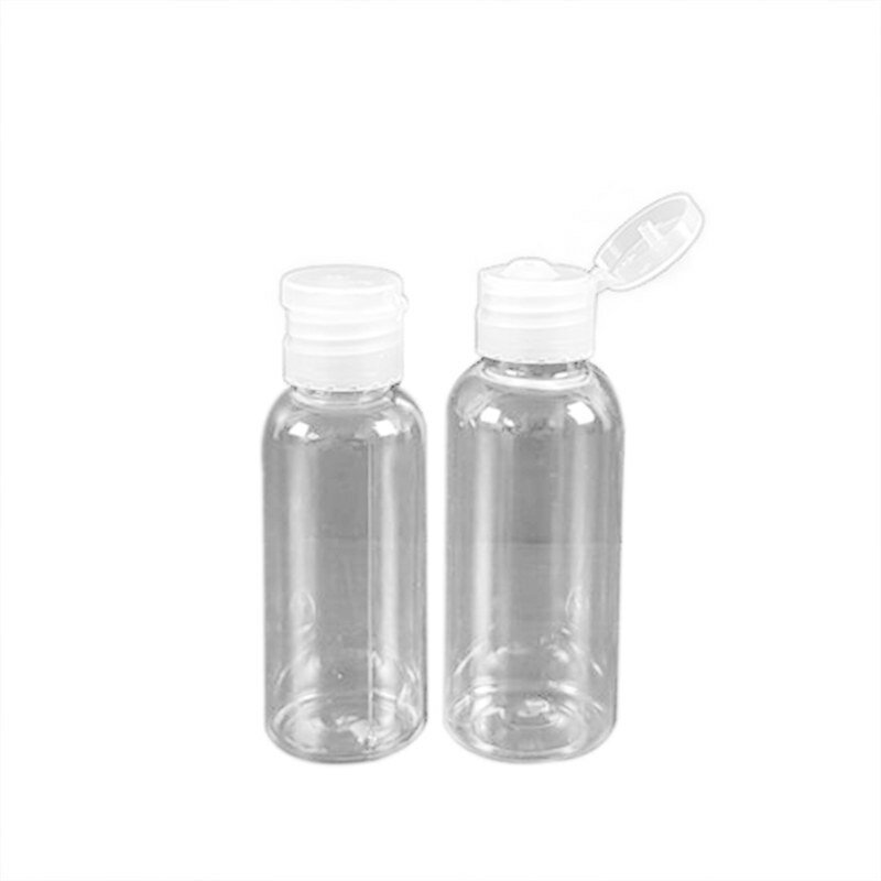 Garrafas plásticas do curso 50ml 100 ml da garrafa clara portátil de 1/5 pces para o recipiente cosmético da loção do champô da garrafa sub do curso