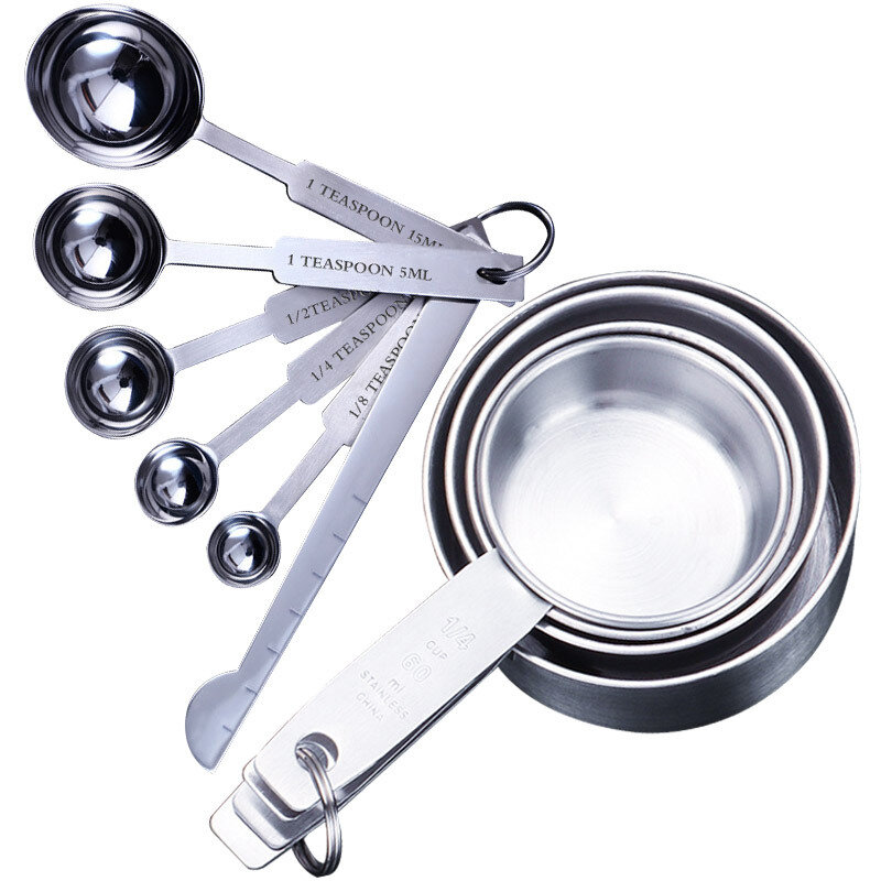 UPORS-Juego de tazas y cucharas medidoras de acero inoxidable, 8/10 piezas, cucharas apilables Premium Deluxe, herramientas para el hogar, accesorios de cocina