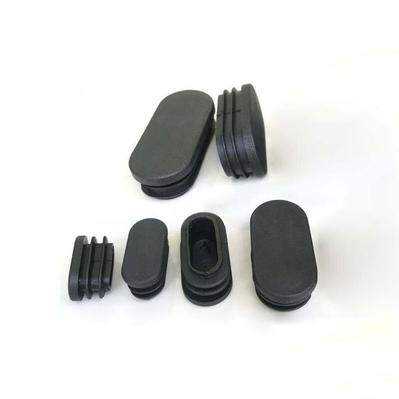 Tapas de extremo de plástico de rectángulo alargado, 5/10/20 piezas, ovalado, color negro, insertos de tubo, tapón Bung, 15x30mm ~ 30x70mm