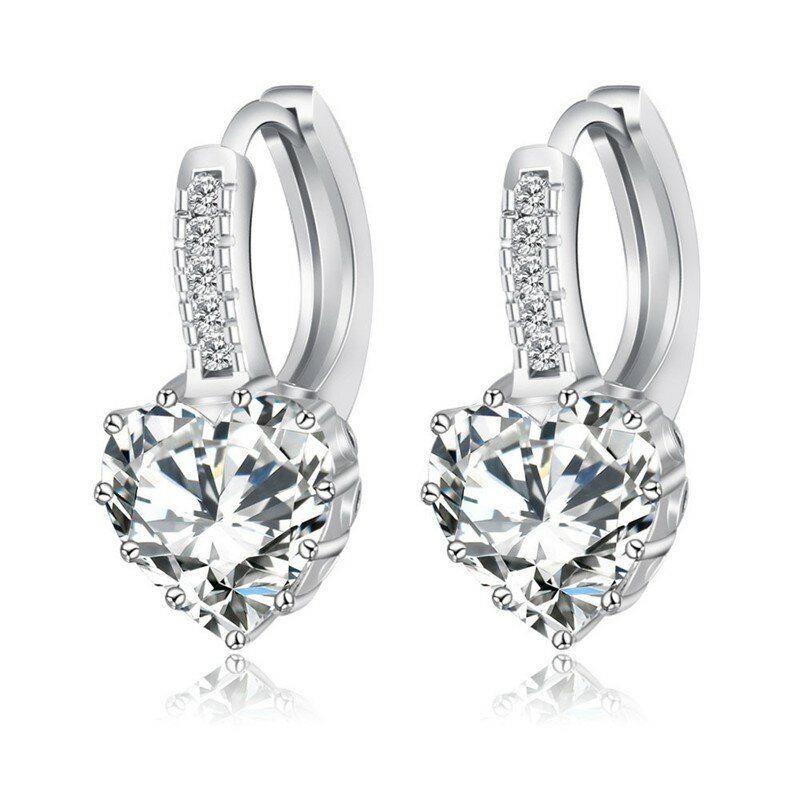 Pendientes de plata de ley 925 con Circonia cúbica para mujer, aretes con diseño de corazón de piedra, joyería de cristal australiana ostentosa para boda