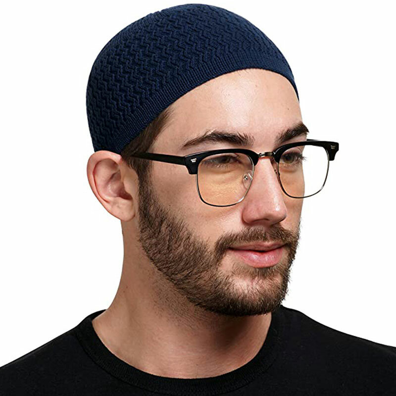 Winter Knitted Muslim Men Prayer Hats Unisex Beanies Cap Warm Islamic Ramadan Jewish Kippah Homme Hat Men's Wrap Head Caps