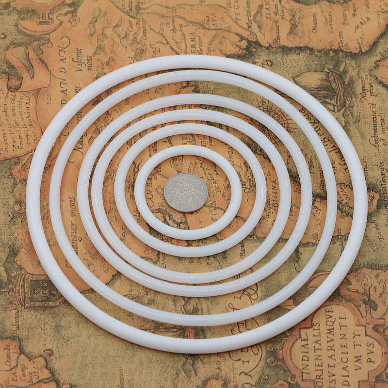 Anello acchiappasogni in plastica bianca cerchio rotondo in legno di bambù strumenti artigianali fai da te ghirlanda di nozze di natale