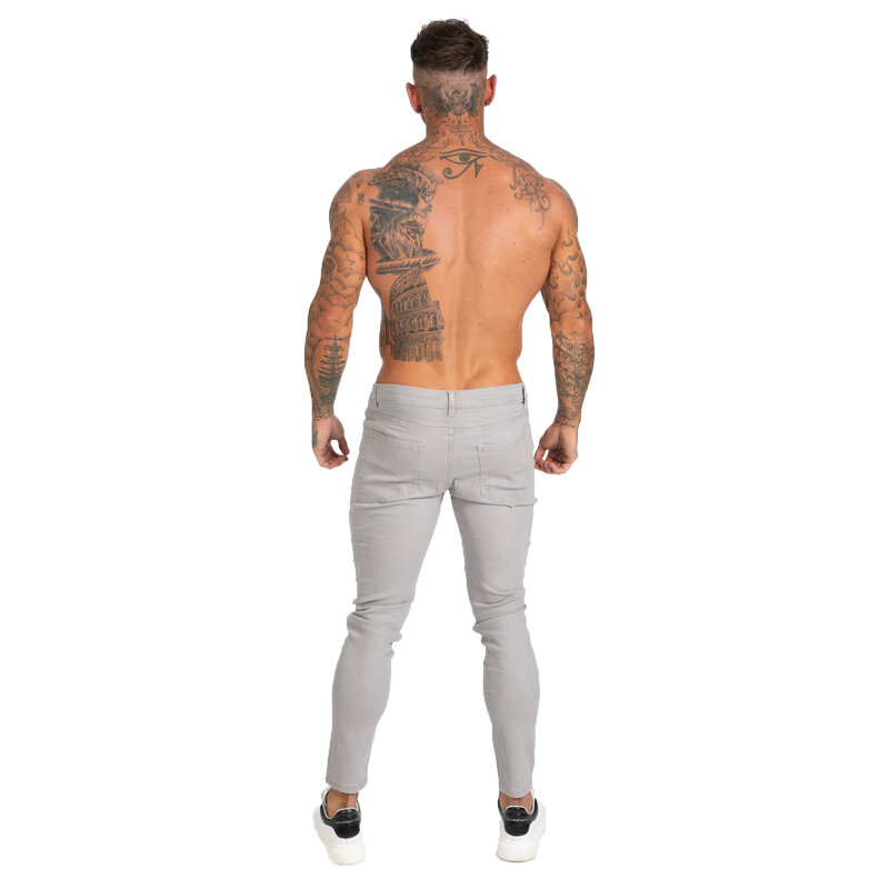 GINGTTO-pantalones vaqueros ajustados para hombre, Jeans grises de corte ajustado al tobillo, estilo Hip Hop, talla grande, zm175