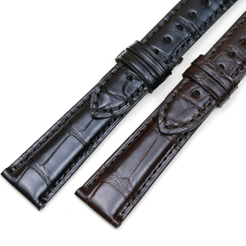 Pesno 20mm 18mm High Quality Alligator Skin Leather Watchstrap Black Dark Brown Watch Band Men Watch Accessory for Zenith