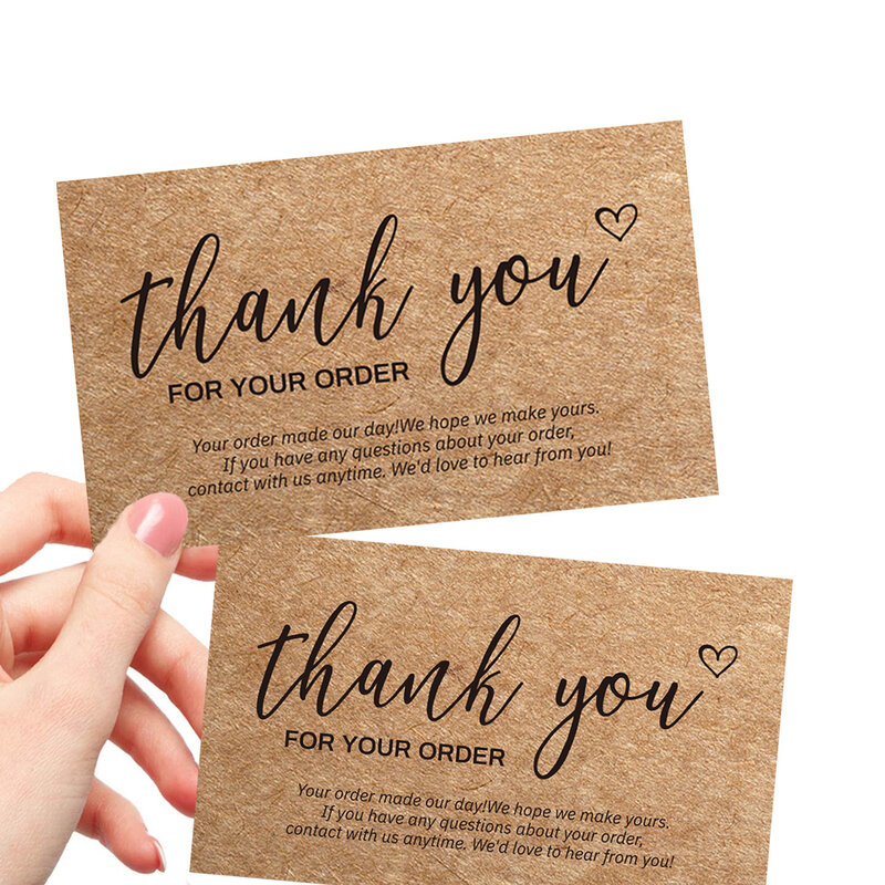 Tarjetas de agradecimiento de papel Kraft Natural, etiquetas de decoración personalizadas comerciales para pequeñas empresas, gracias por su pedido, 10-30 Uds.