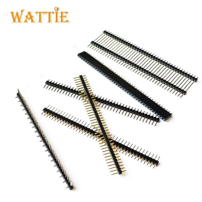 2.54 single row needle with spacing of 40pin per row round hole row mother plate gold plating 90degree curved needle dislocation