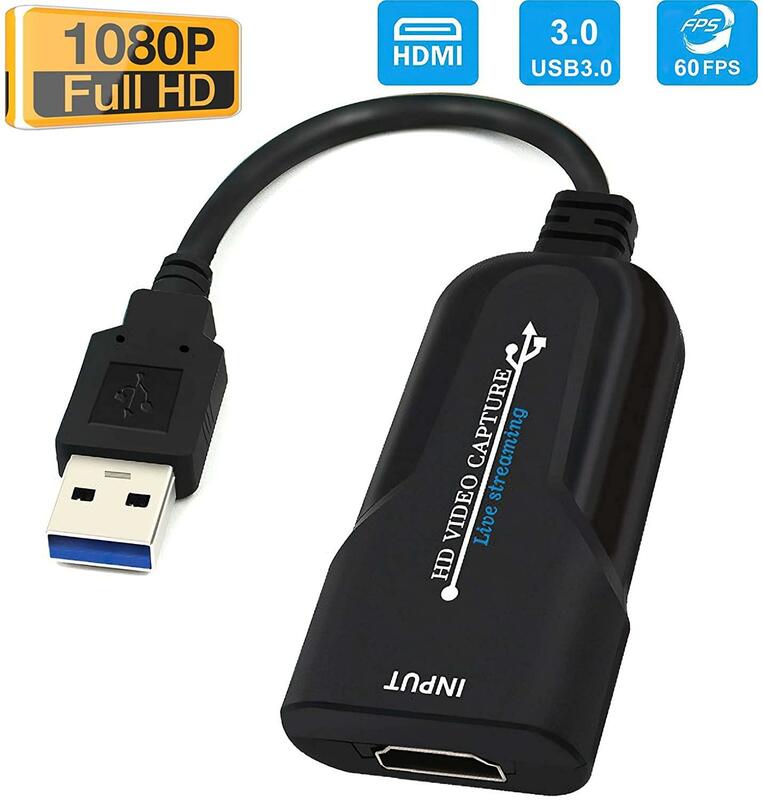 HDMI 비디오 캡처 카드 HDMI to USB 3.0 캡처 장치 최대 1080p 60fps 기록, 게임, 스트리밍을 위해 컴퓨터에 직접 기록