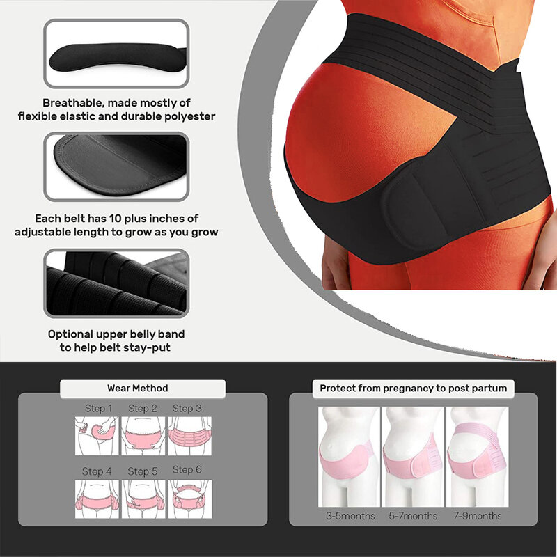 Faixa de barriga ajustável para gestantes, cinta abdominal maternidade, cintura, protetor de gravidez, roupas, costas