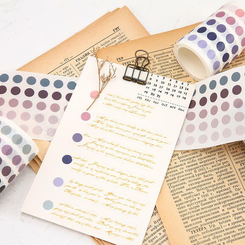 1 Pcs Dot Masking Tape Wide Washi Tape Basic Colorful Round Adhesive Tape DIY Scrapbooking Journal School Stationery