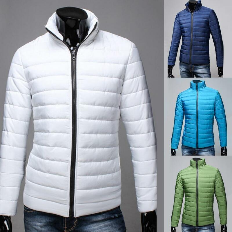 Jaqueta leve puffer masculina, casacos espessados casuais, cor sólida, popular, 5 cores