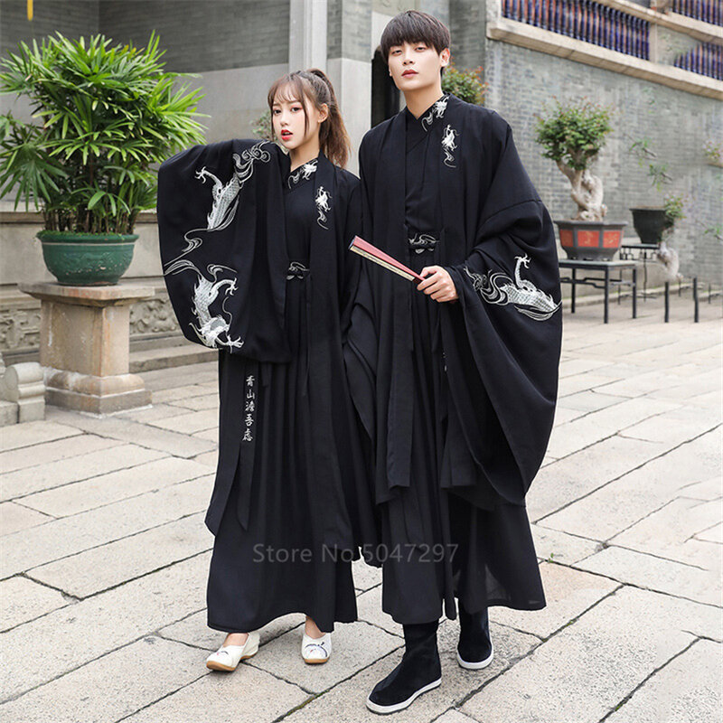Vestido japonês de quimono bordado dragão para mulheres e homens, traje samurai, cardigan cosplay, Yukata tradicional, festa de Halloween