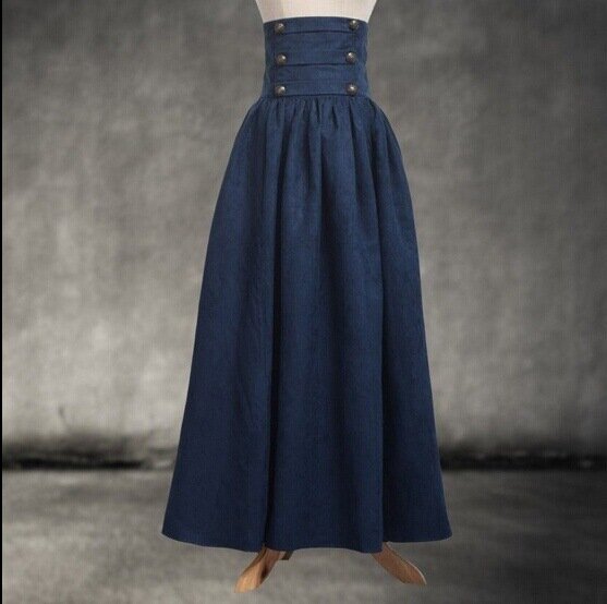 2019新しい女性中世エレガントなスカート固体ハイトウエスト中世ルネッサンス衣装ヴィンテージスイングプリーツスカート