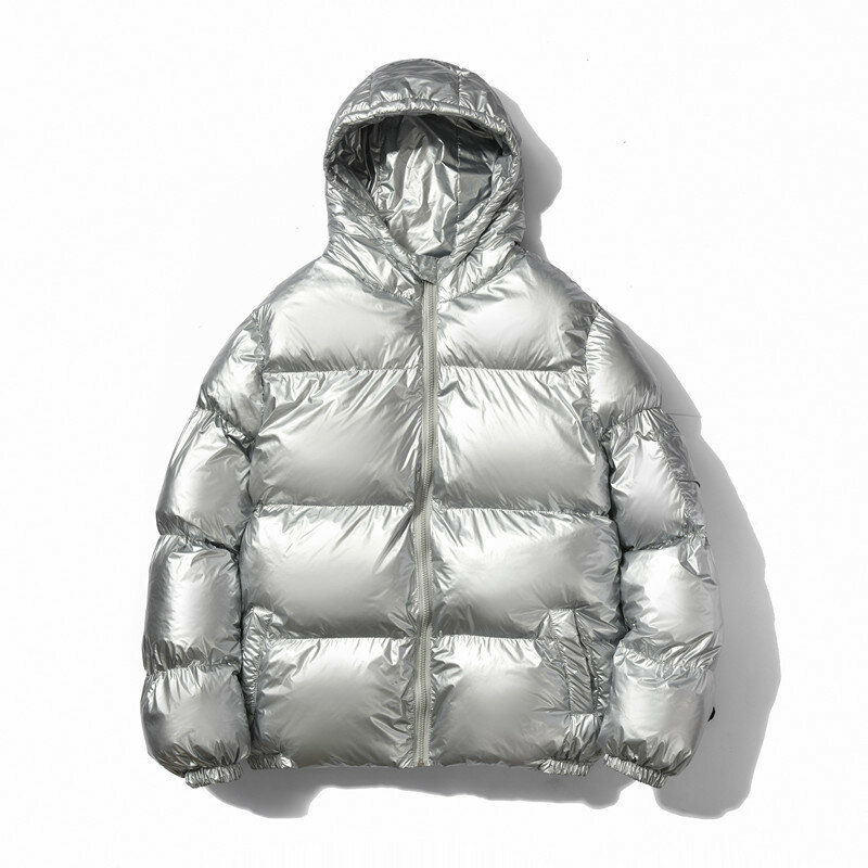 MRMT 2024 Brand winter cappotto in cotone brillante tinta unita da uomo trend cappotto imbottito in cotone addensato con cerniera allentata riflettente