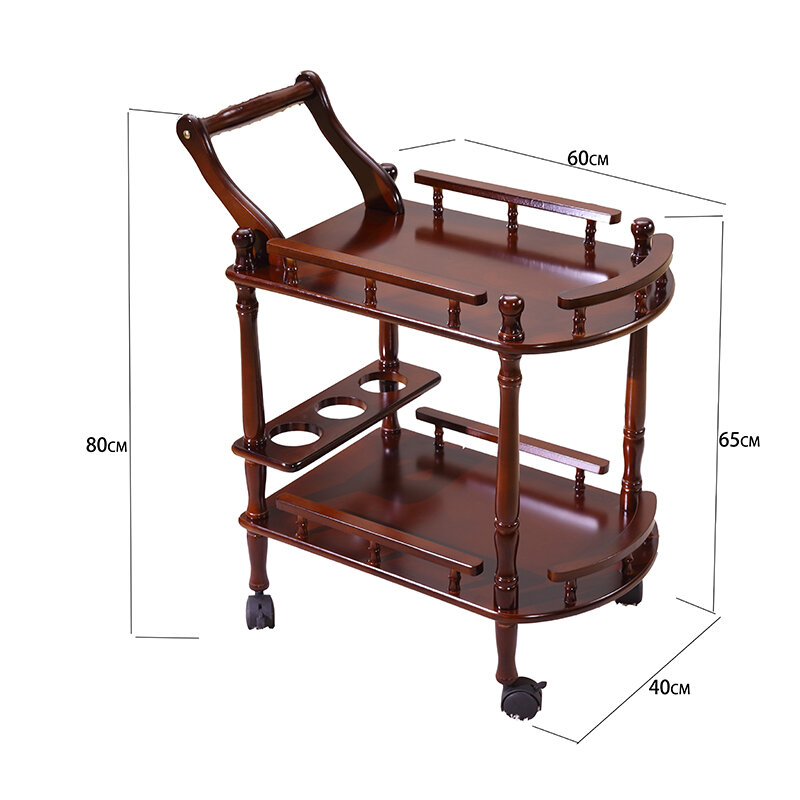 Wózek hotelowy z litego drewna stoliki do kawy uniwersalna półka stojak wystawowy domowe dwuwarstwowe ruchome stoły do herbaty wagon restauracyjny