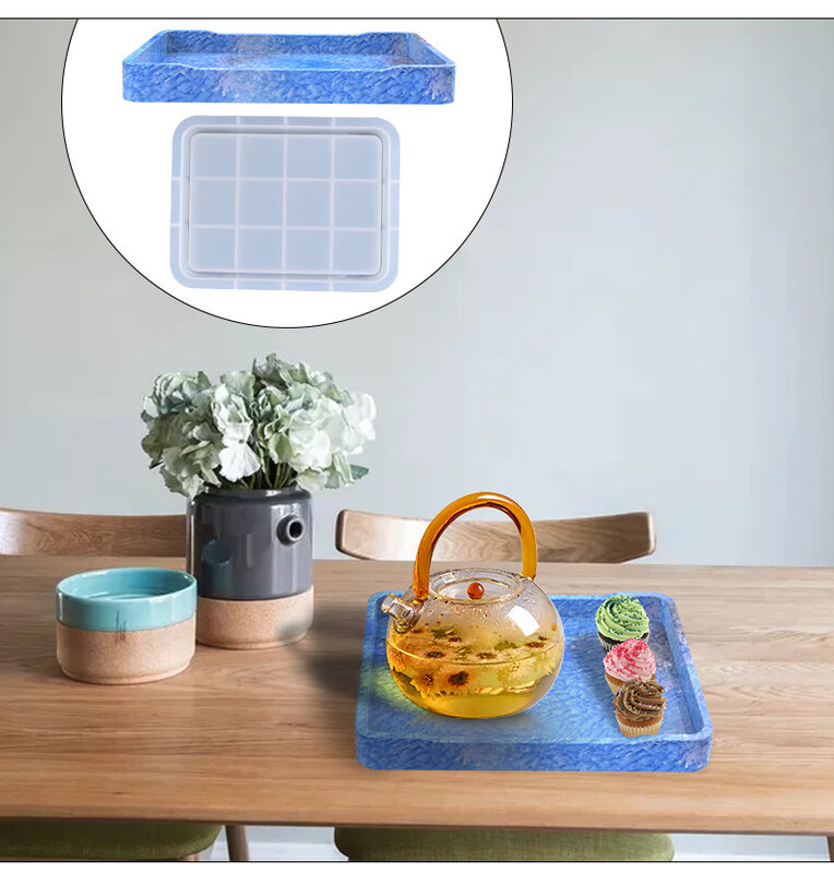家庭用カップ流体トレイ長方形収納プレートシリコーン型装飾エポキシ樹脂金型アート用品アクセサリー