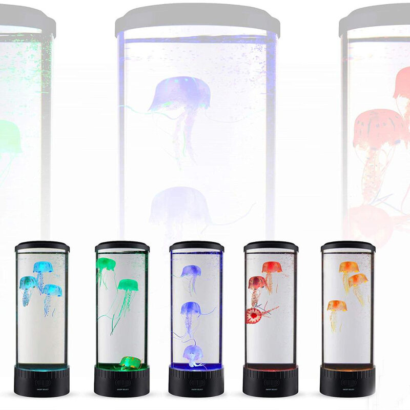 Boaz Jellyfish Lamp Tank Night Light Aquarium Color Changing Remote Ocean Wave Projector Jellyfish Children Table Light sea Lamp