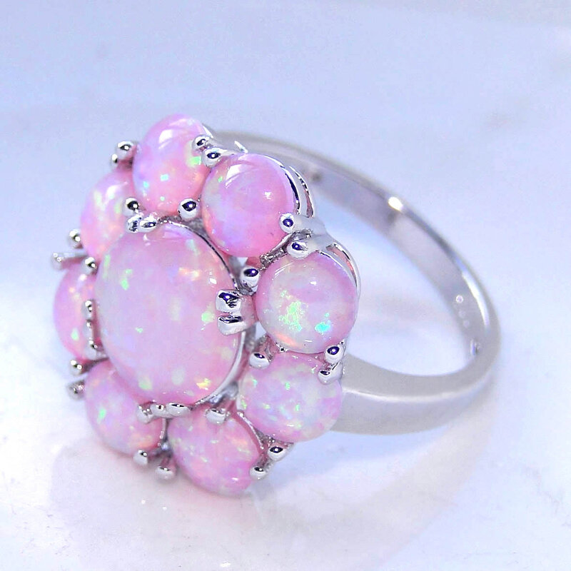 Pink Opal Midi Ring In Sterling Silver By Lucy Loves Neko