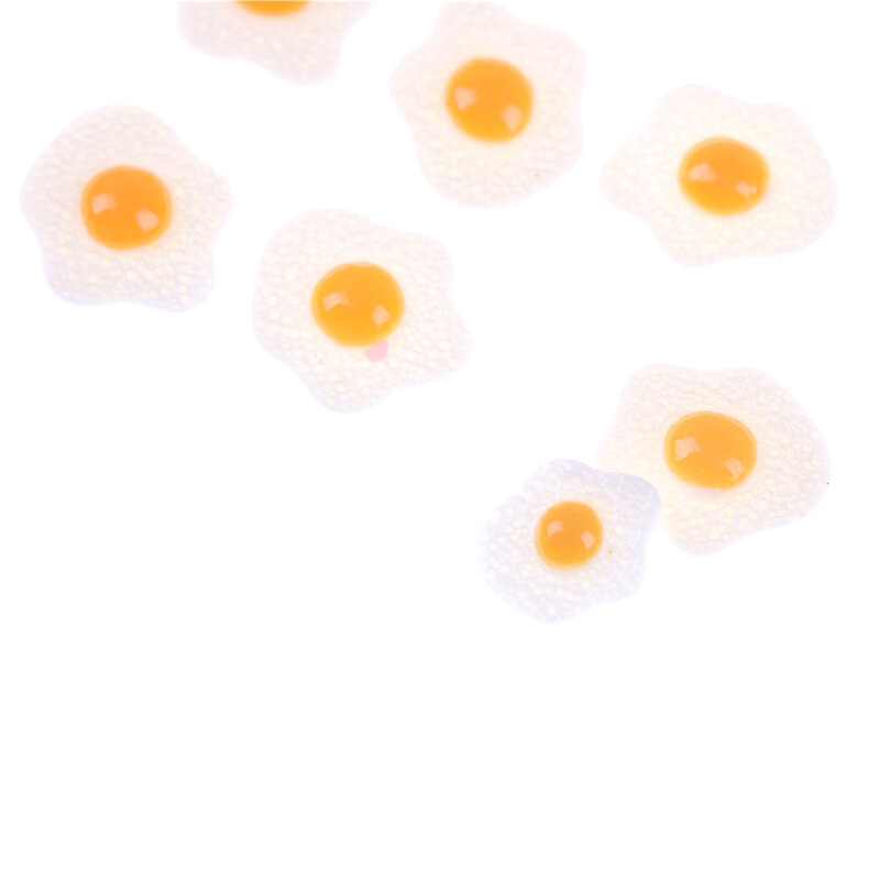 10 sztuk S L Diy żywica jajko sadzone białe jajko Flatback Cabochons domek dla lalek miniaturowe jedzenie DIY Scrapbooking 1:12