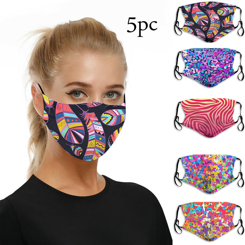 5pc Face Mask Scarf Mascarilla Mascarar Cotton Face Mask Pm2.5 Activated Carbon Mask Washable And Reusable Lot Maska Mascarillas