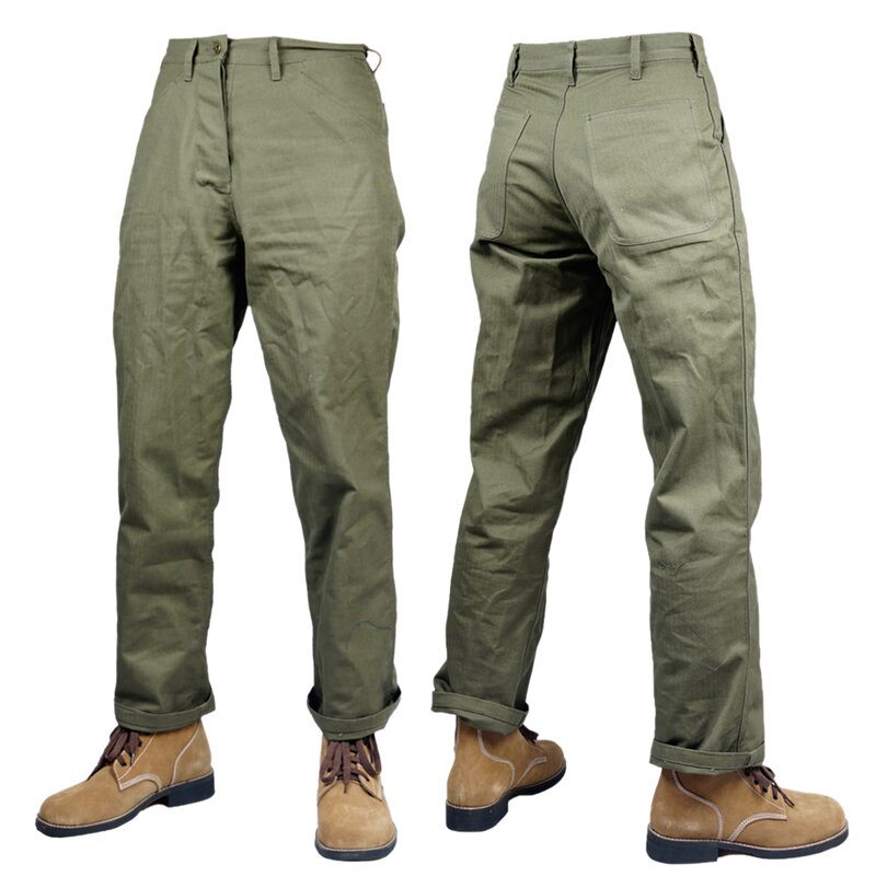 Хлопковая Униформа морской пехоты Второй мировой войны США, штаны для улицы, зеленые