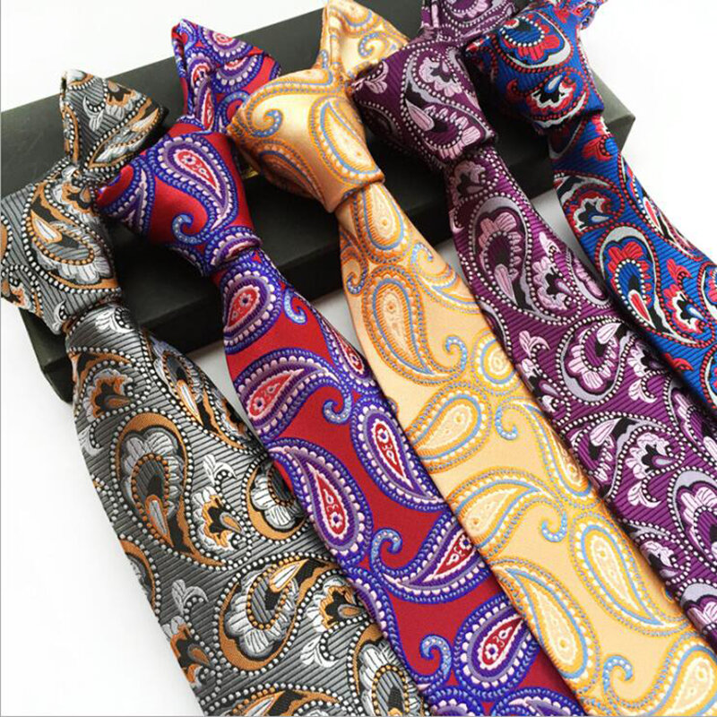 GUSLESON New Classic Floral Paisley Ties For Men 8cm Red Blue Silk Jacquard weave Wedding Neck Ties Business Neckties Corbatas