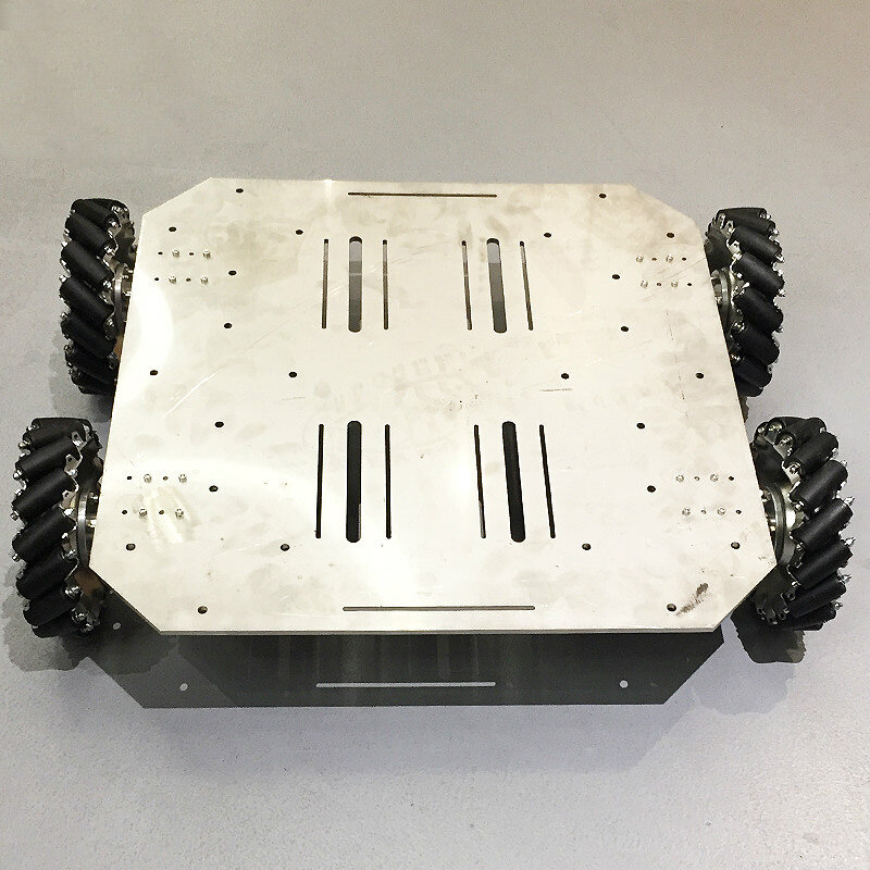 Big Load Mecanum Roda Robot Car Chassis, Encoder Motor, PS2 Arduino Controlador para ROS Plataforma de Tiro, 24V, 70kg, 4Pcs
