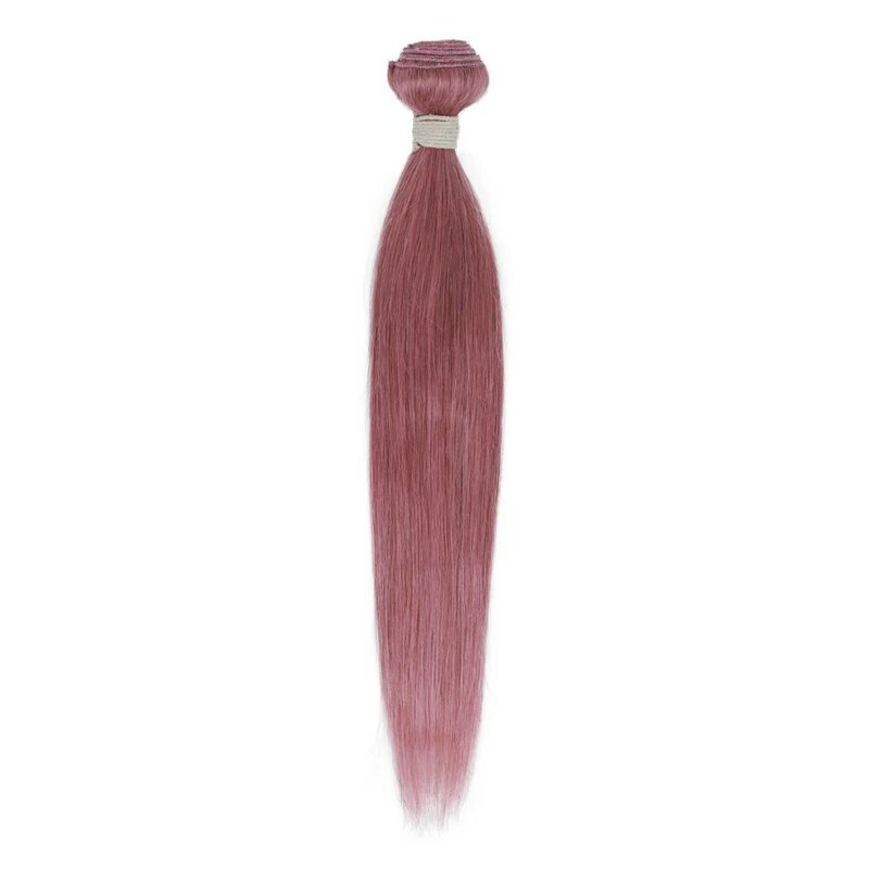 Mechones de cabello humano liso para mujer, extensiones de cabello brasileño elegante, rosa, Remy, 28 pulgadas