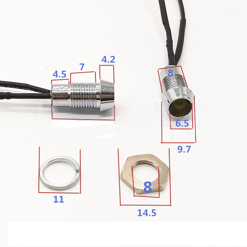 Taidacent 3 5 6 12 24V 8mm Led-anzeige Licht Metall Dual Farbe Signal Anzeige Licht LED Perlen mit Kabel für Power Ladegerät