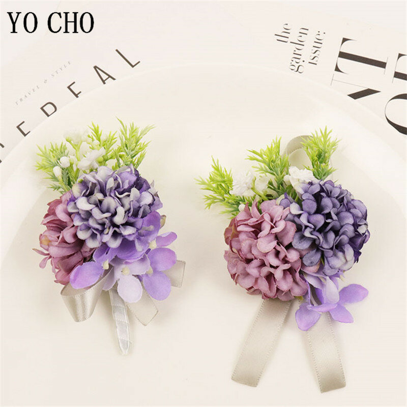 YO CHO свадебная бутоньерка для жениха, подружки невесты, браслет из искусственного шелка, цветок на удачу, аксессуары для корсажа