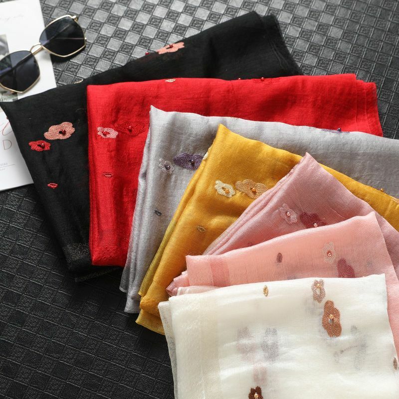 女性用シルクスカーフ,冬用スカーフ,暖かいウールのショール,女性用パシュミナスカーフ,刺scarスカーフ,バンダナ,2022