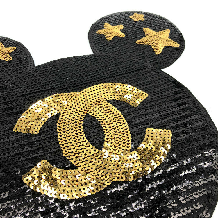 Cute 2 Pieces Mickey Sequined Sewing on Patches for Clothes size 29*27cm Cartoon Mouse Sequins Applique Patch Girl DIY Handmade