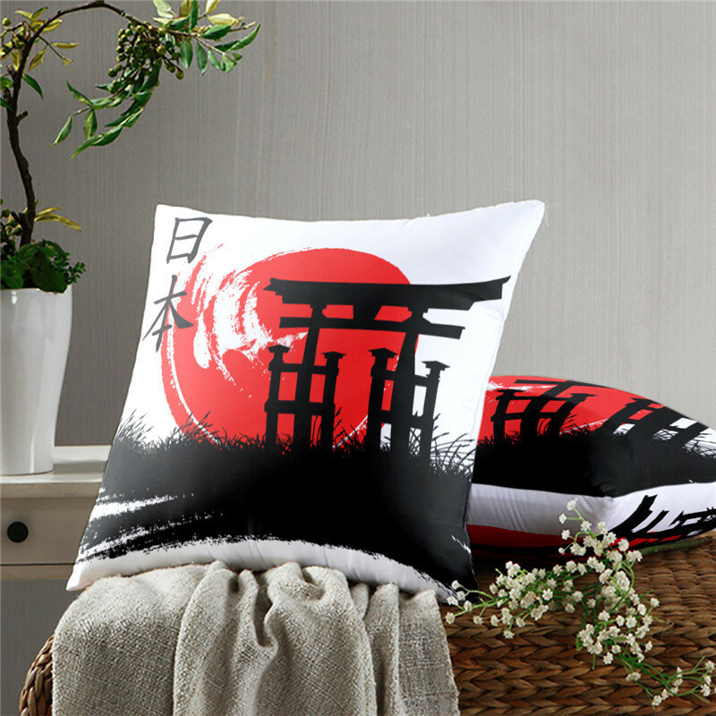 Funda de almohada de cultura japonesa para decoración de sofá, funda de cojín para cama, decoración del hogar, funda de almohada para coche