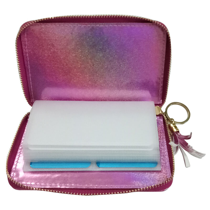 24slot Laser rosa Nail Stamping Plate Holder Case Round Square rettangolare Storage Bag strumenti per Manicure Nail Art Plate Organizer