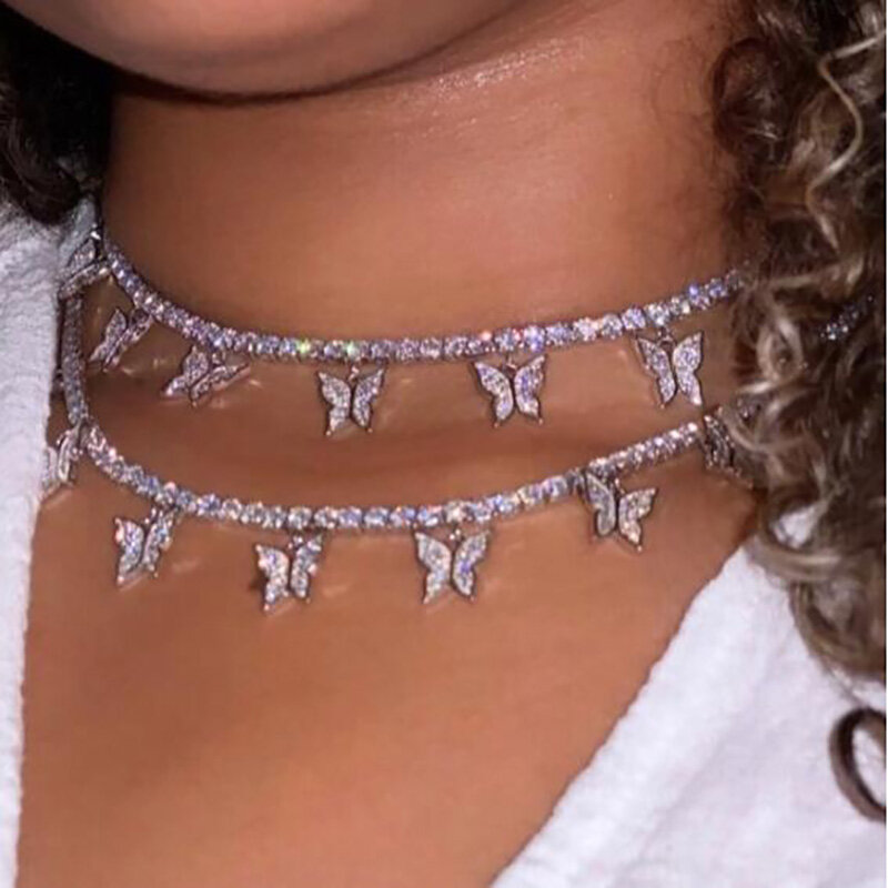 Kaajuwel – collier avec pendentif papillon pour femme, couleur or et argent, cristal brillant, chaîne à clavicule, à la mode, nouveau Design, bijoux cadeau de fête