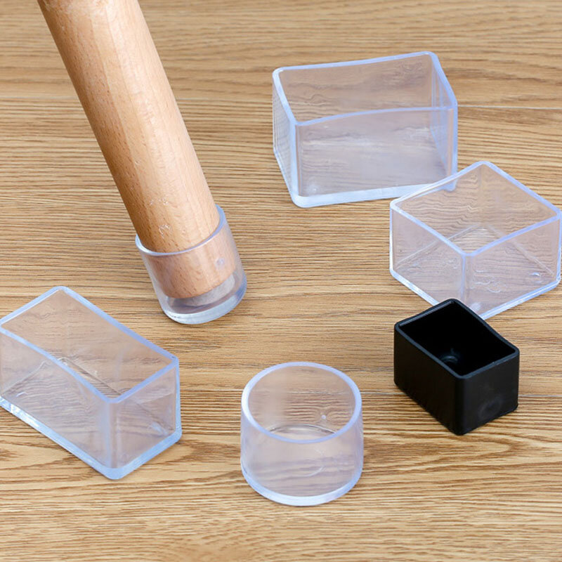 Round/Rectangle/Square Rubber Tube End Caps Cover Transparent Pipe Feet For Chair Table Furniture 16mm - 60mm