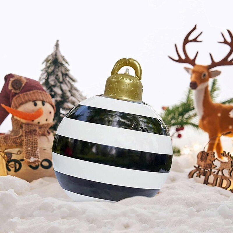 Bola de Navidad de 60cm para decoración de jardín, ornamento de árbol de Navidad al aire libre, bola inflable decorativa, regalo de Navidad nuevo