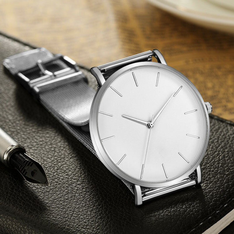Montres-bracelets à Quartz en métal pour hommes et femmes, horloge Simple et décontractée, cadeaux
